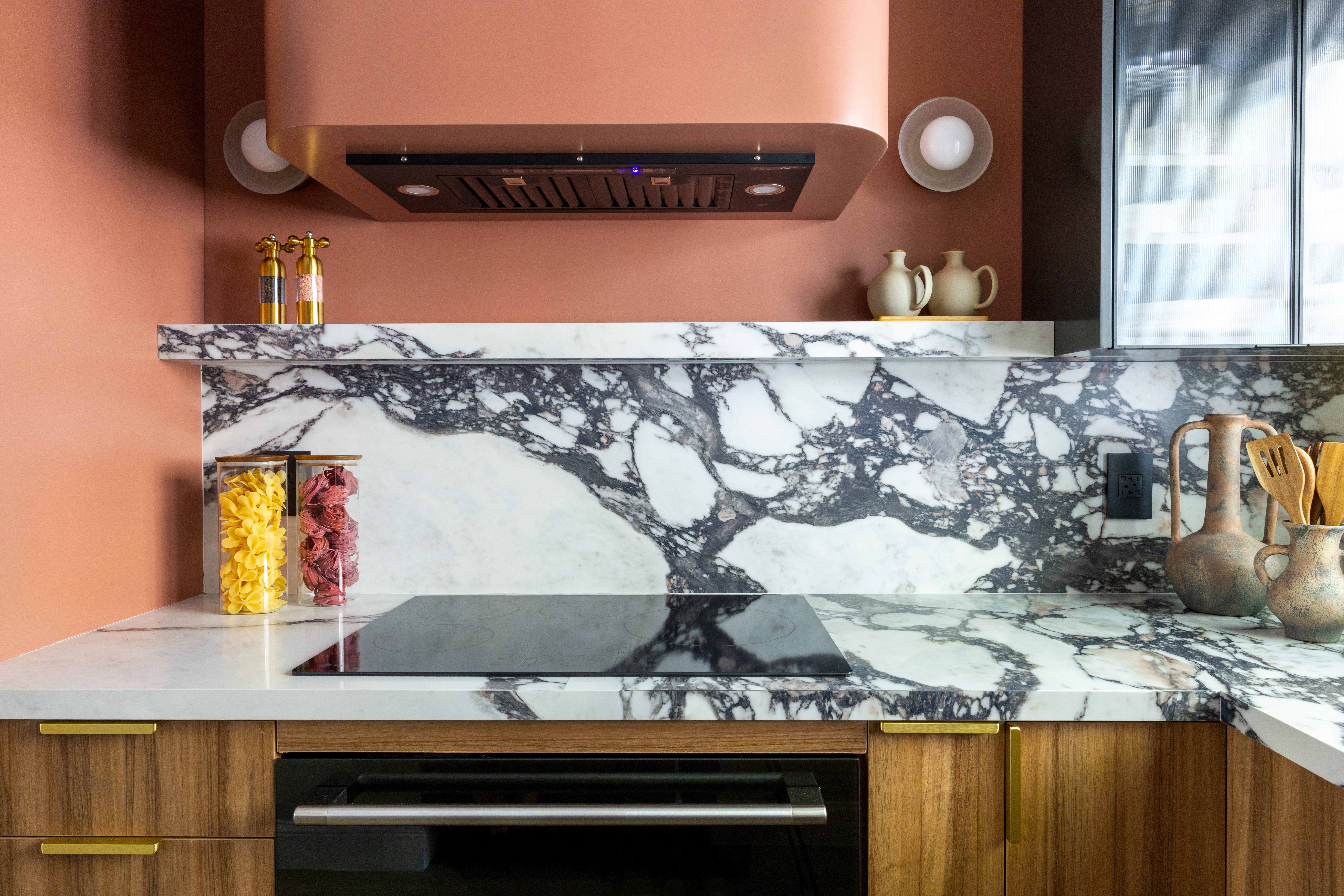 Kitchen Porcelain Countertop Fluted Glass Cabinets Miami Beach